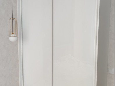 Встроенный шкаф-купе белый двухдверный в спальню вшк-34